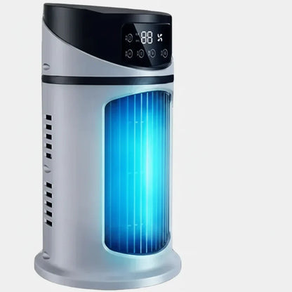 DecorsDeluxe portable evaporative air cooler fan, compact personal air conditioner with adjustable vents and sleek design.
