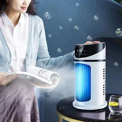 DecorsDeluxe compact evaporative air cooler fan, a portable personal air conditioner with a sleek design for cooling on the go.