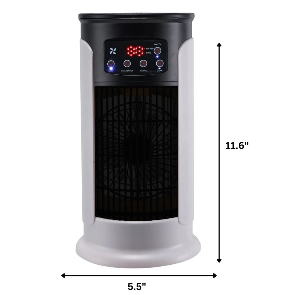 DecorsDeluxe portable tower fan air cooler with remote control and oscillating feature, ideal for cooling indoor spaces.