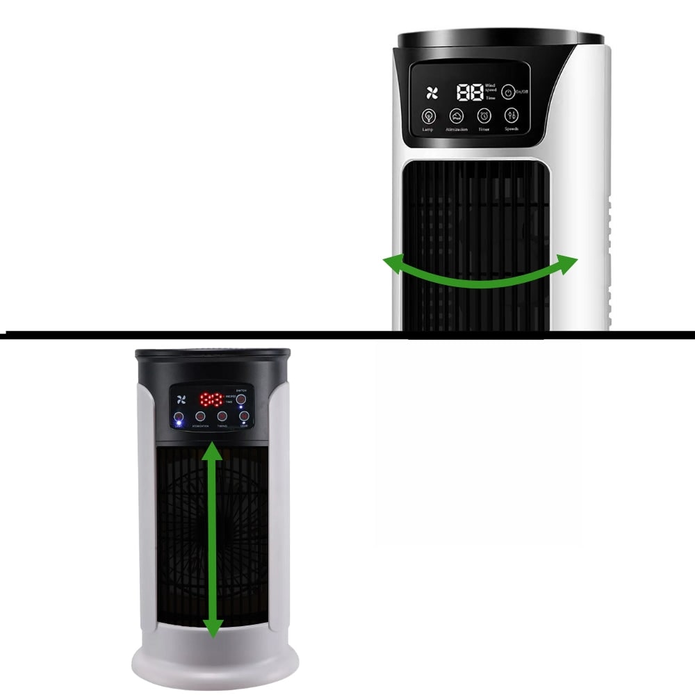 DecorsDeluxe portable tower fan air cooler with remote control and oscillating cooling fan for effective room cooling.