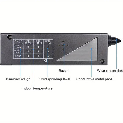 GETDECO portable electronic diamond tester pen with LCD and LED indicators for fast, accurate jewelry gemstone testing.