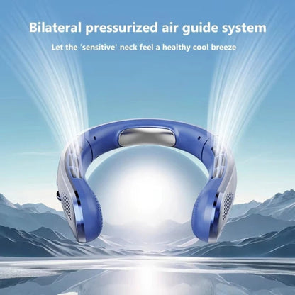 DecorsDeluxe bladeless portable neck fan, a hands-free wearable cooling device for summer, designed for comfort and convenience.