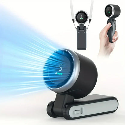 DecorsDeluxe rechargeable clip-on and handheld mini fan for travel, portable neck and mobile phone fan, compact and lightweight.