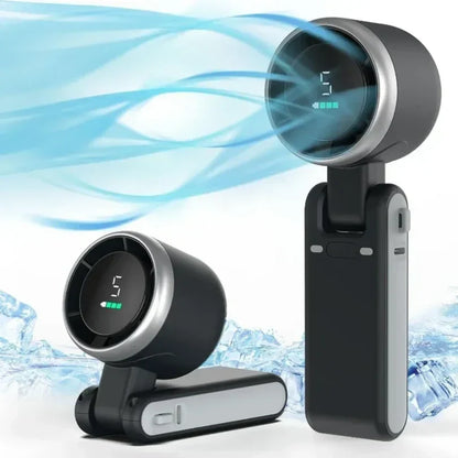 DecorsDeluxe rechargeable clip-on and handheld mini fan with neck strap, portable for travel and outdoor use.