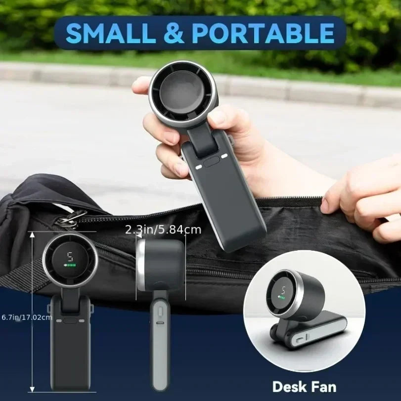 DecorsDeluxe rechargeable clip-on and handheld mini fan, portable neck fan for travel, provides cooling comfort on the go.