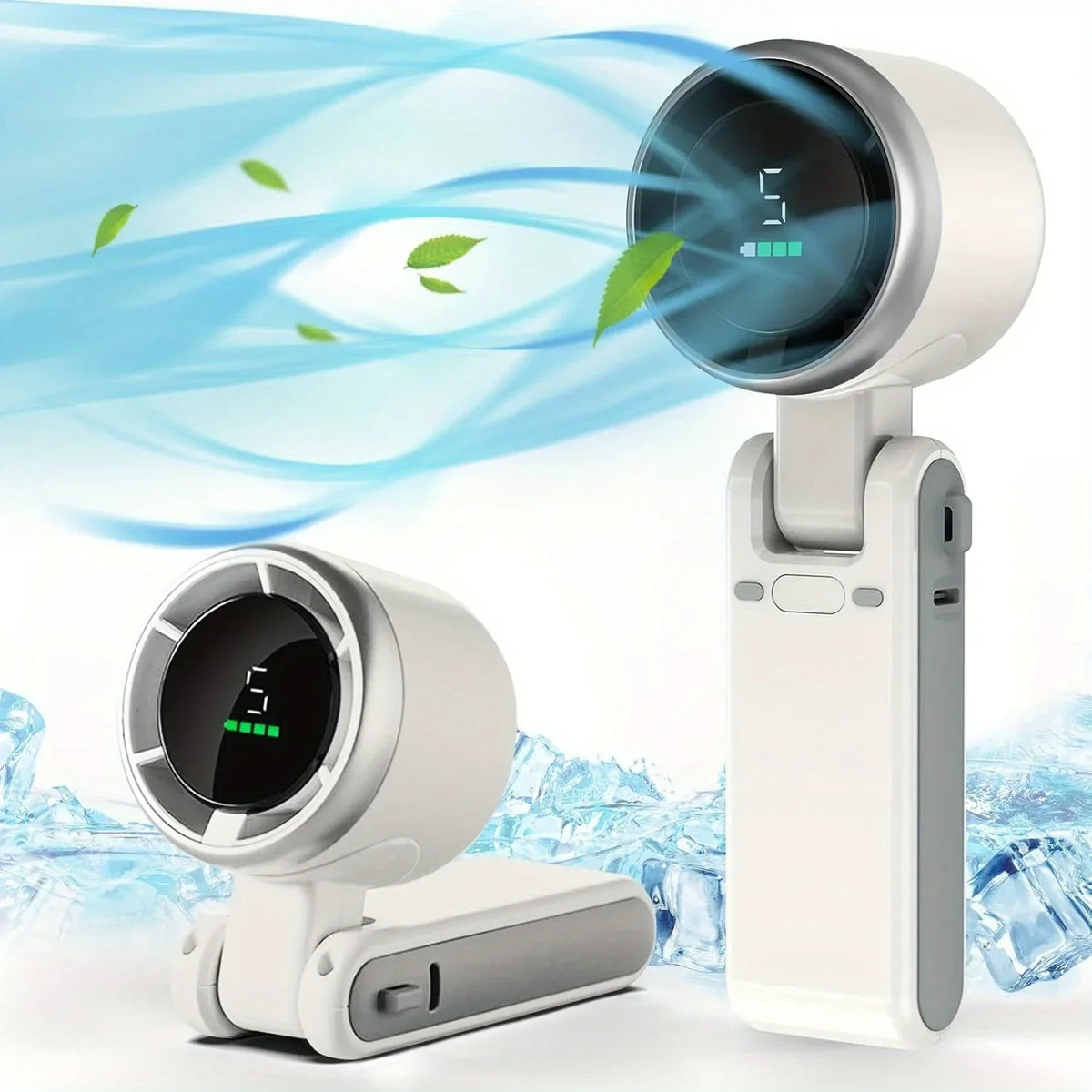 DecorsDeluxe rechargeable clip-on and handheld mini fan for travel, with neck and portable design, ideal for cooling on the go.