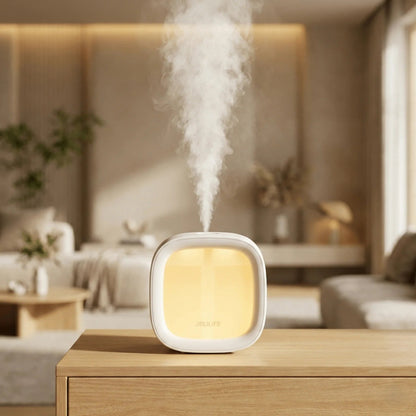 Casavibeo portable USB cube humidifier for bedroom, compact quiet air humidifier with mist output in a modern cube design