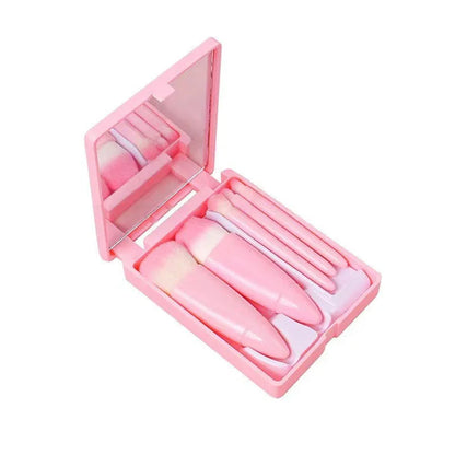 Belro mini makeup brush set with mirror and powder brushes for precise application in beauty and makeup routines.