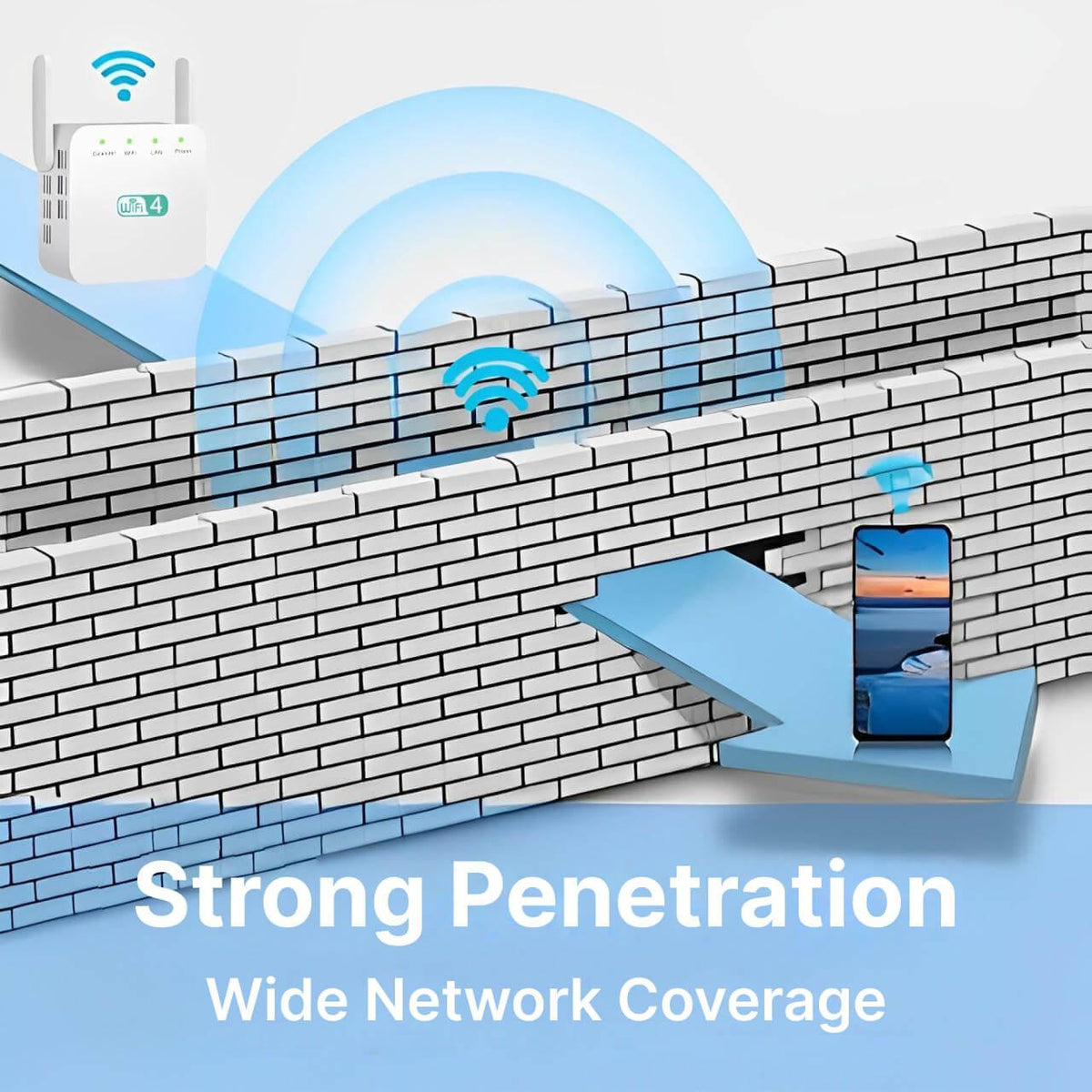 Belro long-range WiFi repeater extending wireless signal coverage in a modern home network setup.