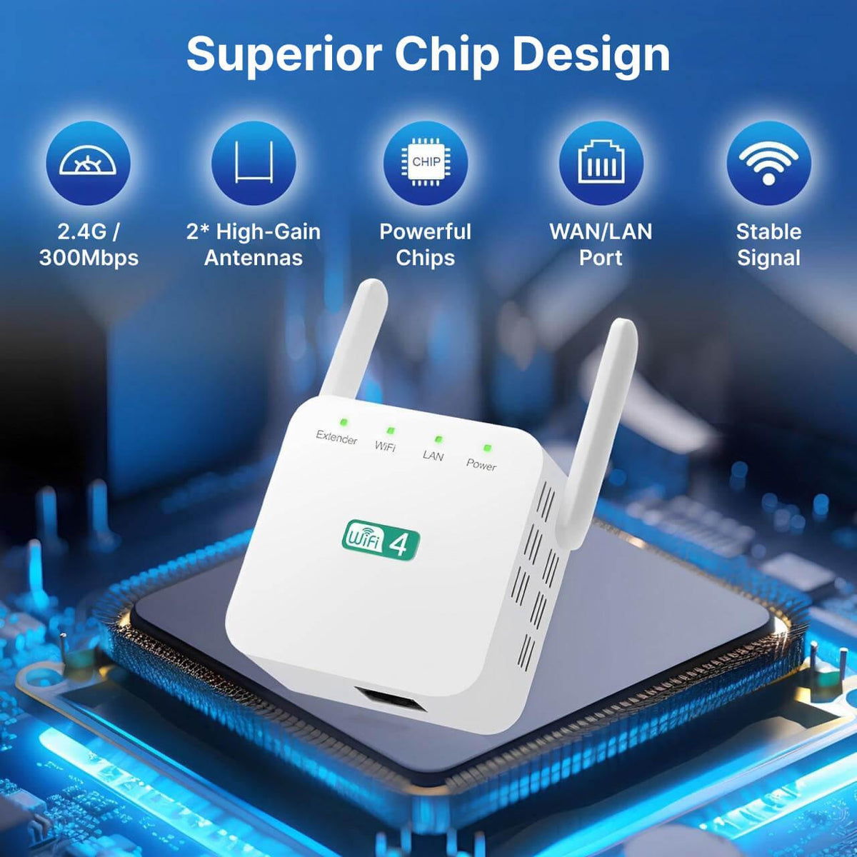 Belro long-range WiFi repeater extending wireless signal coverage for improved internet connectivity.