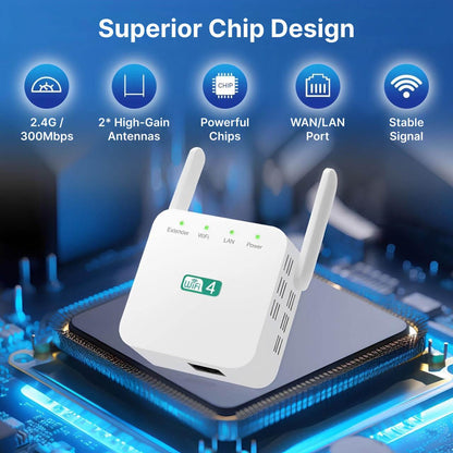 Belro long-range WiFi repeater extending wireless signal coverage for improved internet connectivity.