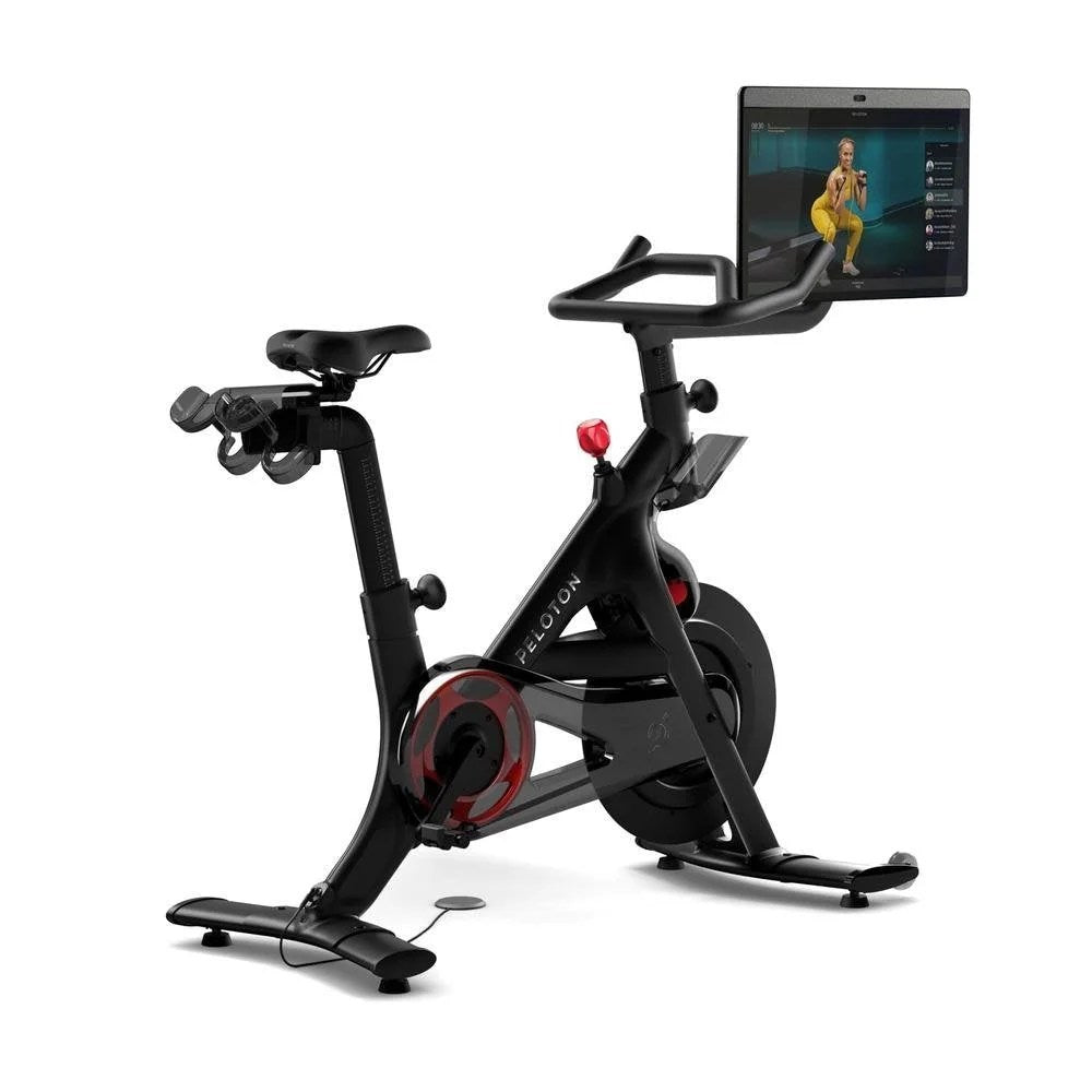 Casavibeo Peloton Bike+ indoor stationary exercise bike with 24-inch HD touchscreen display, sleek design and adjustable seat