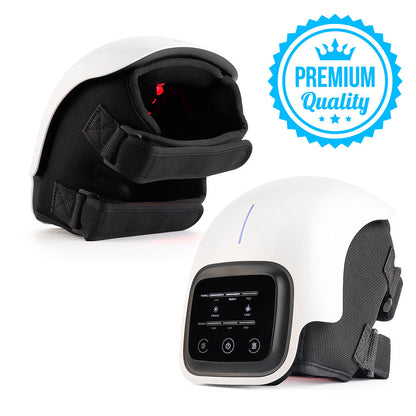 Belro heated knee massager with heat therapy, designed for pain relief and joint recovery, shown wrapped around a knee for comfort.