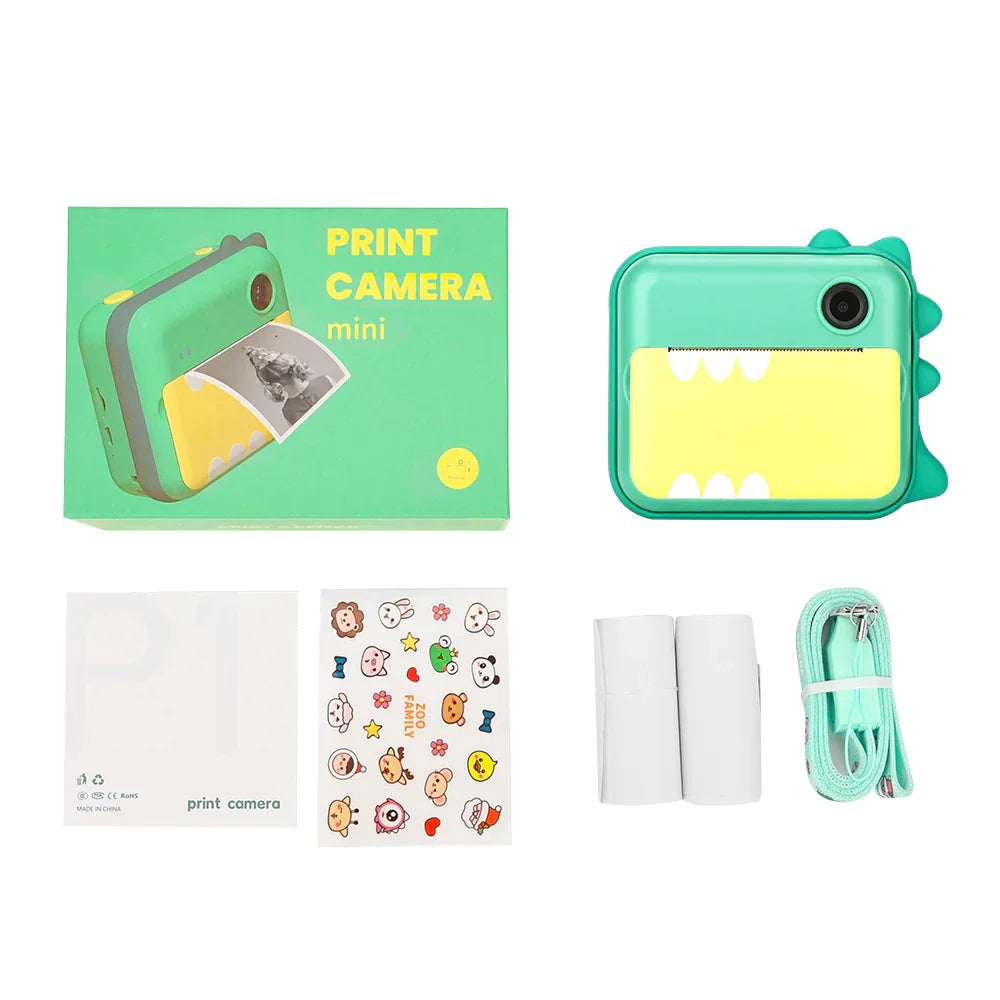 Belro Kids’ Instant Print HD Camera showing a colorful compact camera with a lens, screen, and printing feature for children.