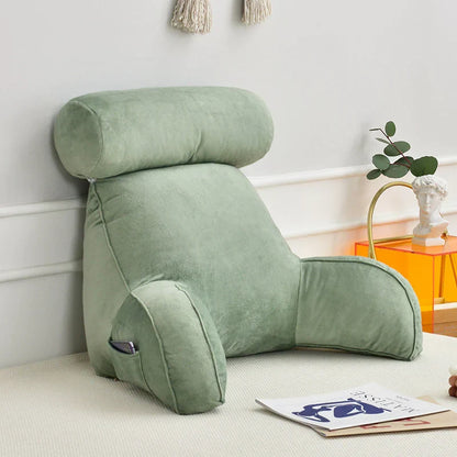 Belro reading bed pillow with arms, plush cushion designed for comfortable support in bedroom or lounge seating.