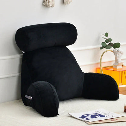 Belro reading bed pillow with arms, comfortable support for lounging or reading in bed, in a neutral fabric.
