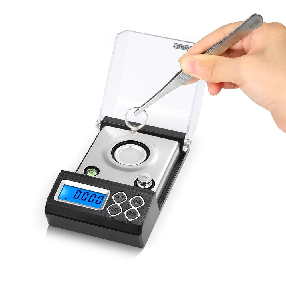 GETDECO precision jewelry scale with digital display, high accuracy 0.001g, available in 20g, 30g, and 50g options.