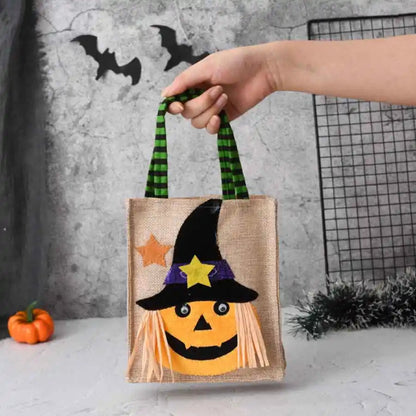 Belro Halloween treat bag featuring pumpkin, cat, witch, and skull designs, perfect for men's costume accessories.