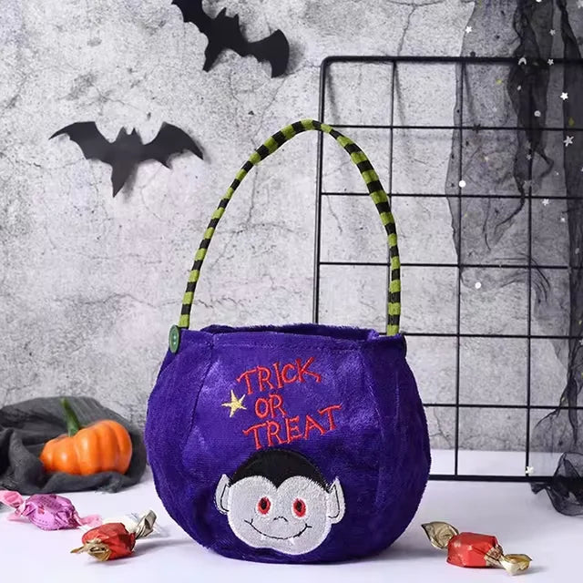 Purple Halloween pumpkin treat bag for kids by Belro, suitable for trick-or-treating and Halloween party food storage.