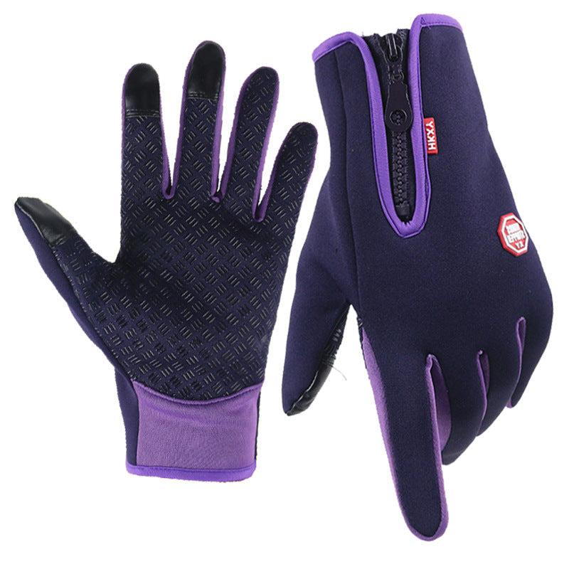 Belro ultra-thin thermal gloves in purple, unisex fleece winter gloves with touch screen fingertips, suitable for cold weather.