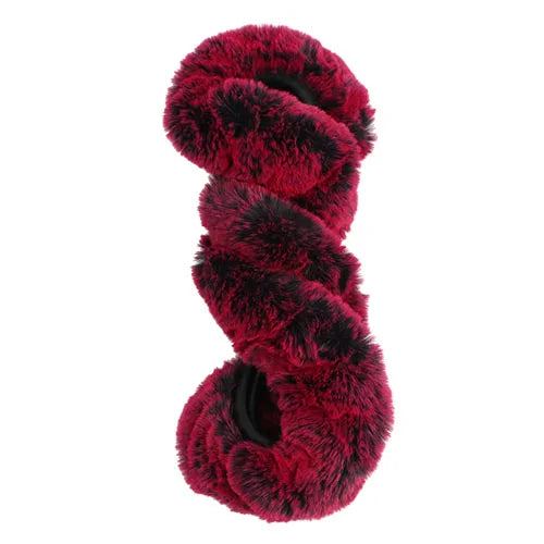 Purple and red plush winter car steering wheel cover by Belro, soft and cozy for added comfort during cold weather.