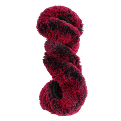 Purple and red plush winter car steering wheel cover by Belro, soft and cozy for added comfort during cold weather.