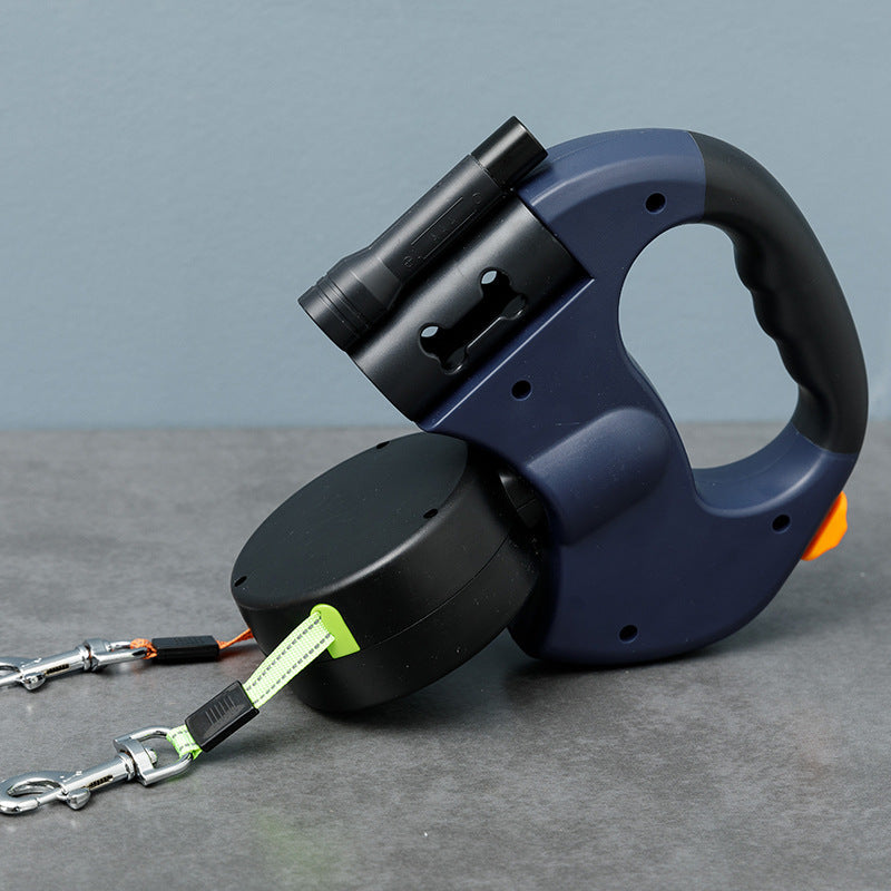Belro anti-tangle double dog leash with adjustable straps and durable material for secure walking of two dogs simultaneously.