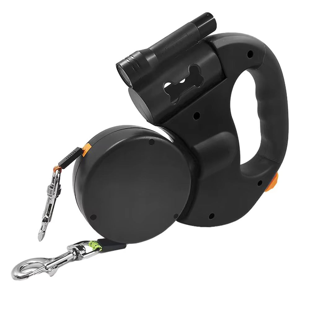 Belro anti-tangle double dog leash with two adjustable clips, designed for easy walking and control of two dogs simultaneously.