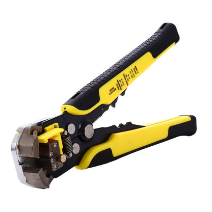 Belro automatic wire stripper and cable cutter tool showing the device's cutting and stripping mechanisms.