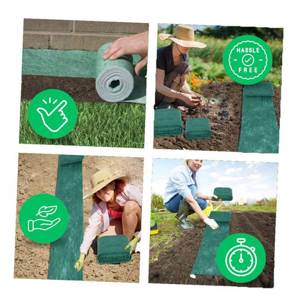 Belro Quick Fix Green Grass Seed Mat for outdoor lawn repair, natural grass growth on a patchy garden area.
