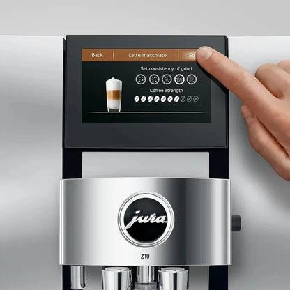 Casavibeo Jura Z10 automatic coffee machine with digital display and sleek black design for home barista use.