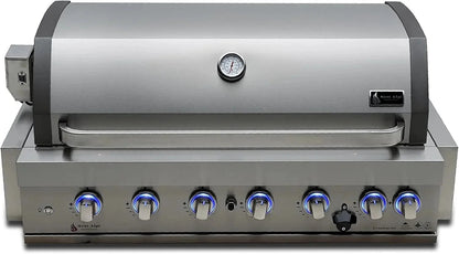 Casavibeo Mont Alpi 805 built-in gas grill with stainless steel cooking surface and multiple burners for outdoor grilling.