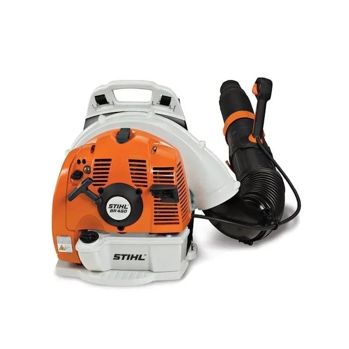Casavibeo STIHL BR 450 backpack blower with ergonomic straps and air outlet for efficient yard cleanup.