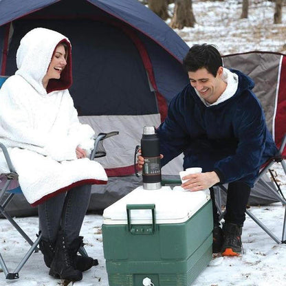 Belro Blanket Sweater with fleece lining, cozy rainwear clothing, soft and warm for cold weather, casual outdoor style.
