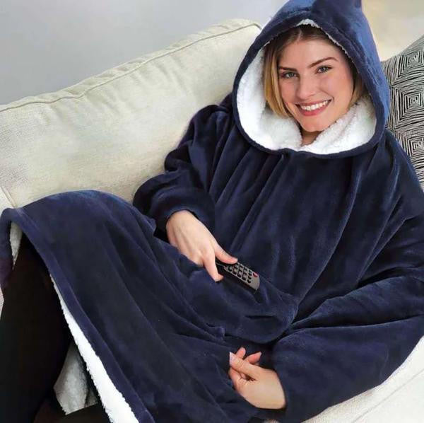 Belro blanket sweater with fleece lining, cozy rainwear clothing featuring a soft, warm fleece interior and stylish outer design.