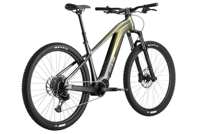 Aventon Ramblas eMTB by Casavibeo, showcasing the sleek black and green mountain bike with thick tires and modern design.