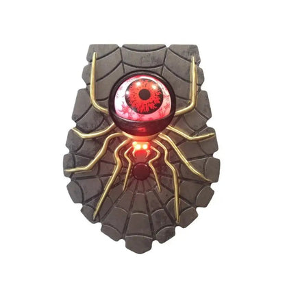 Belro Creepy Spider Eyeball Halloween doorbell with red eyes, outdoor smart home ornament, featuring spooky spider and eyeball design.