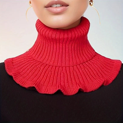 Red Belro knitted turtleneck neck scarf for women, stylish and cozy accessory perfect for winter outfits.