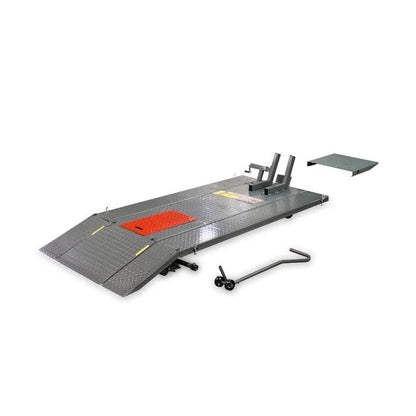 Casavibeo Ranger Motorcycle Lift Platform RML-600XL shown from above, featuring durable construction and spacious design for motorcycle maintenance.