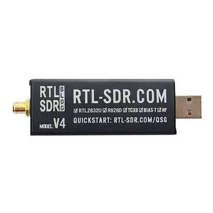 GETDECO RTL-SDR Blog V4 Software Defined Radio receiver with dipole antenna kit, covering 500 kHz to 1.7 GHz for radio scanning.