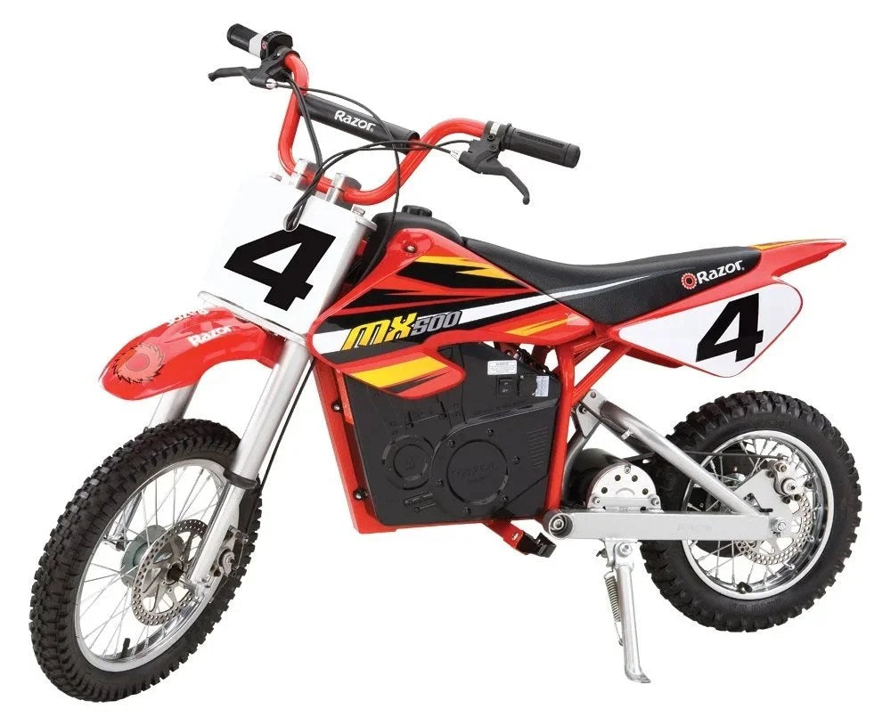 Casavibeo Razor MX500 Dirt Rocket electric bike with rugged tire treads and sturdy frame for off-road riding.
