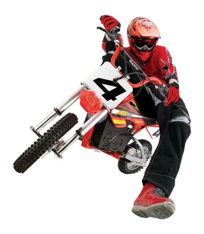 Casavibeo Razor MX500 Dirt Rocket electric bike with sturdy frame, knobby tires, and handlebar controls for off-road riding.
