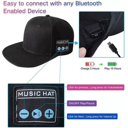 Belro Bluetooth speaker baseball cap with built-in wireless headphones, waterproof fabric, and stylish design, shown on a person.