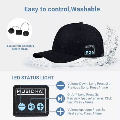 Belro Bluetooth speaker baseball cap, wireless and waterproof, showing the stylish cap with built-in audio speaker and adjustable strap.