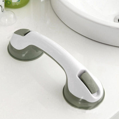 Belro bathroom shower suction cup grab bar handle mounted in a shower for safety and support in home bathroom.