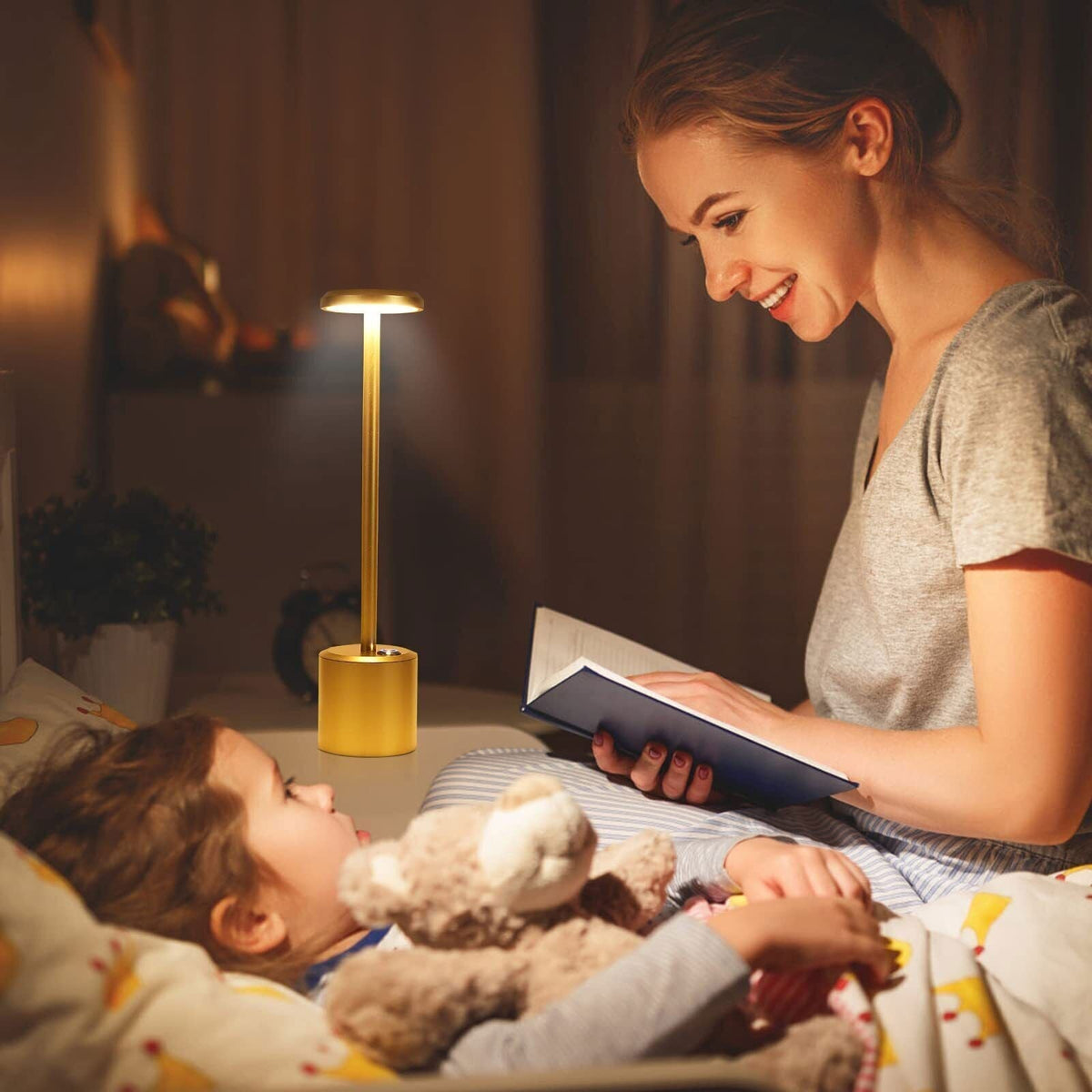 Belro modern rechargeable cordless LED desk lamp with adjustable brightness and sleek design for living room lighting.