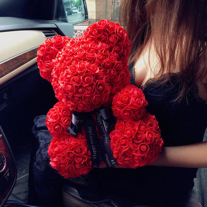 Belro 10-inch teddy bear holding a rose flower, part of the Eternal Love Valentine's gift set, designed for men's clothing style.