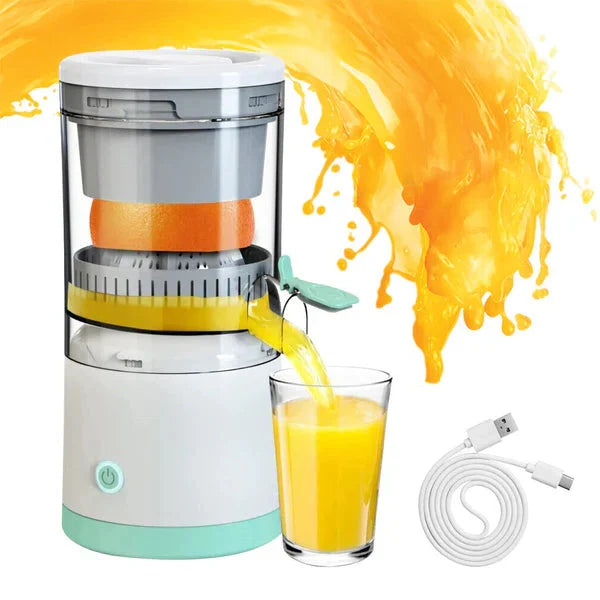 Belro portable wireless electric citrus juicer with fresh orange slices for easy juice extraction in the kitchen.