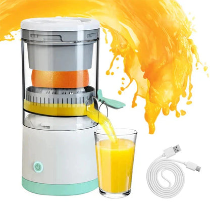 Belro portable wireless electric citrus juicer with fresh orange slices for easy juice extraction in the kitchen.