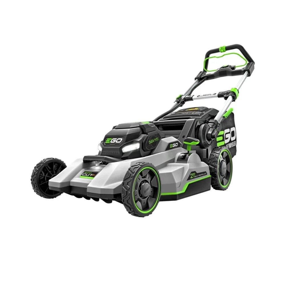Casavibeo Ego Power+ LM2150SP 21-inch self-propelled cordless lawn mower with grass collection bag and adjustable handle.